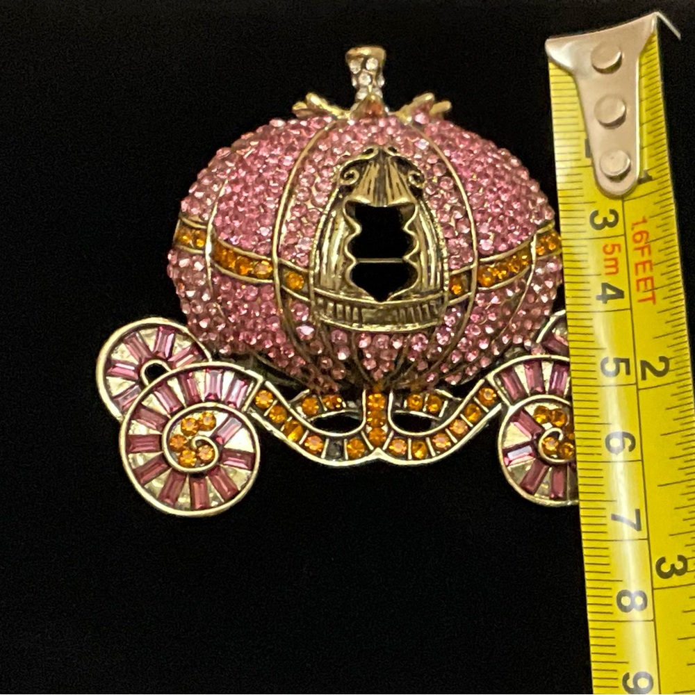 Diamond - Encrusted Pumpkin Coach Brooch - Picture 6 of 6